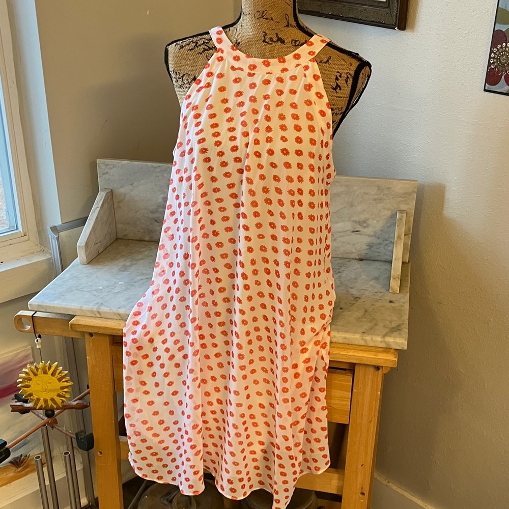 Betsey Johnsom Sleeveless White Dress with Coral Flower Print - Picture 4 of 11